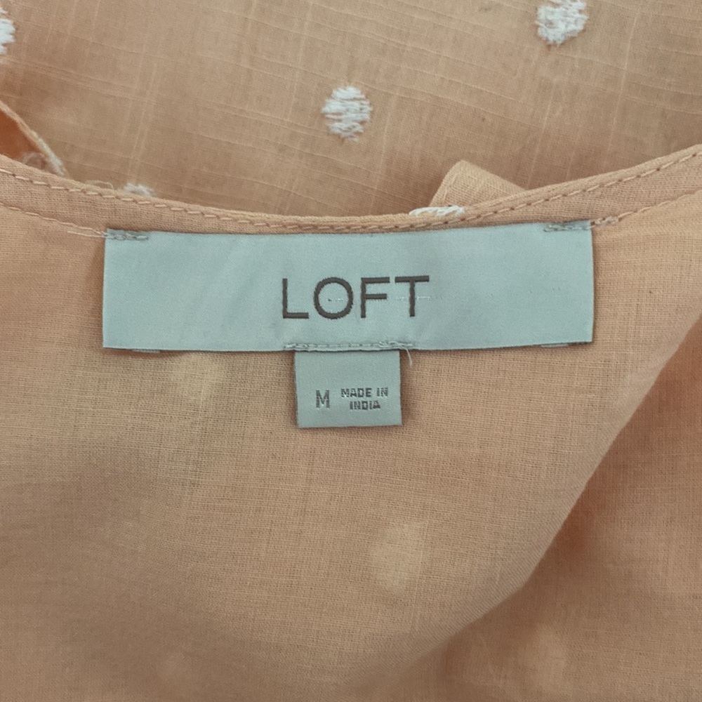 LOFT Peach Polka Dot Sun Dress with Bow - Picture 6 of 16